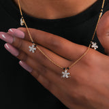 Pear Cut Lab Grown Diamond Flower Minimalist Necklace