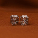 Emerald Cut Lab Grown Diamond Halo Stud Earrings