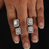 Emerald Cut Lab Grown Diamond Halo Stud Earrings
