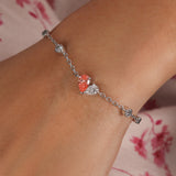 Pink & White Pear Cut Lab Grown Diamond Two Stone Bracelet