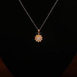 Round Cut Lab Grown Diamond Floral Solitaire Pendant Necklace