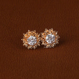 Round Cut Lab Grown Diamond Floral Stud Earrings