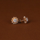 Round Cut Lab Grown Diamond Floral Stud Earrings