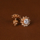 Round Cut Lab Grown Diamond Floral Stud Earrings