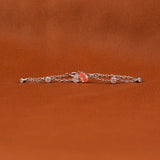 Pink & White Pear Cut Lab Grown Diamond Two Stone Bracelet