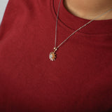 Round Cut Lab Grown Diamond Floral Solitaire Pendant Necklace