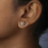 Round Cut Lab Grown Diamond Floral Stud Earrings
