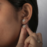 Round Cut Lab Grown Diamond Floral Stud Earrings