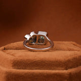 Green Radiant & Heart Cut Lab Grown Diamond Bezel Two Stone Engagement Ring