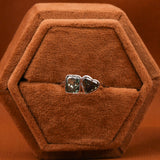 Green Radiant & Heart Cut Lab Grown Diamond Bezel Two Stone Engagement Ring