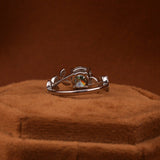 Green Round Cut Lab Grown Diamond Vintage Leaf Engagement Ring