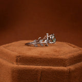 Green Round Cut Lab Grown Diamond Vintage Leaf Engagement Ring