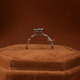 Green Round Cut Lab Grown Diamond Vintage Leaf Engagement Ring