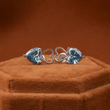 Blue Heart Shape Lab Grown Diamond Stud Earrings
