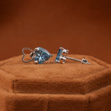 Blue Heart Shape Lab Grown Diamond Stud Earrings