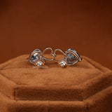 Blue Heart Shape Lab Grown Diamond Stud Earrings