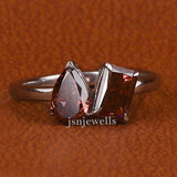 Pink Pear & Radiant Cut Lab Grown Diamond Toi et Moi Engagement Ring