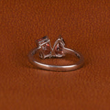 Pink Pear & Radiant Cut Lab Grown Diamond Toi et Moi Engagement Ring