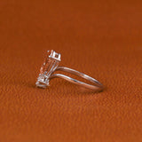 Pink Pear & Round Cut Lab Grown Diamond Two Stone Engagement Ring