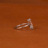 Pink Pear & Round Cut Lab Grown Diamond Two Stone Engagement Ring