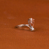 Pink Pear & Round Cut Lab Grown Diamond Two Stone Engagement Ring