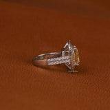 Yellow Cushion Cut Lab Grown Diamond Double Halo & Double Pave Engagement Ring