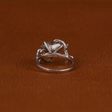 Yellow Heart Cut Lab Grown Diamond Leaf Twig Engagement Ring