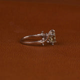 Yellow Heart Cut Lab Grown Diamond Leaf Twig Engagement Ring
