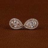 Pear Cut Lab Grown Diamond Halo Stud Earrings