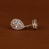 Pear Cut Lab Grown Diamond Halo Stud Earrings
