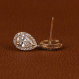 Pear Cut Lab Grown Diamond Halo Stud Earrings