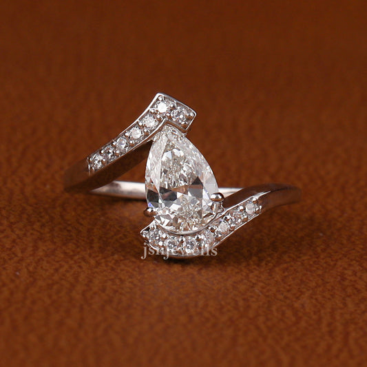 Pear Cut Lab Grown Diamond Double Bypass Engagement Ring