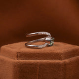 Green Round Cut Lab Grown Diamond Bypass Pave Engagement Ring