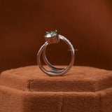 Green Round Cut Lab Grown Diamond Bypass Pave Engagement Ring