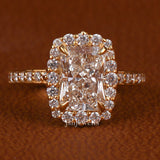 Radiant Cut Lab Grown Diamond Halo & Pave Engagement Ring