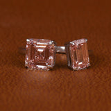 Pink Asscher & Emerald Cut Lab Grown Diamond Two Stone Engagement Ring