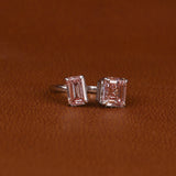 Pink Asscher & Emerald Cut Lab Grown Diamond Two Stone Engagement Ring
