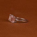 Pink Asscher & Emerald Cut Lab Grown Diamond Two Stone Engagement Ring