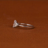 Pink Oval Cut Lab Grown Diamond Three Stone Engagement Ring