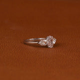 Pink Oval Cut Lab Grown Diamond Three Stone Engagement Ring
