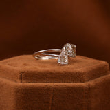 Pink Cushion & Trillion Cut Lab Grown Diamond Bypass Toi et Moi Engagement Ring