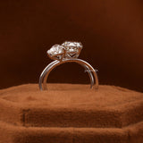 Pink Cushion & Trillion Cut Lab Grown Diamond Bypass Toi et Moi Engagement Ring