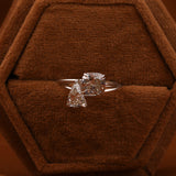 Pink Cushion & Trillion Cut Lab Grown Diamond Bypass Toi et Moi Engagement Ring