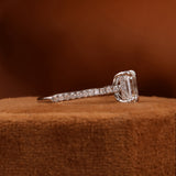 Emerald Cut Lab Grown Diamond Hidden Halo & Pave Engagement Ring