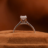 Emerald Cut Lab Grown Diamond Hidden Halo & Pave Engagement Ring