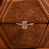 Emerald Cut Lab Grown Diamond Hidden Halo & Pave Engagement Ring