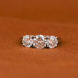 Round Cut Lab Grown Diamond Three Stone Engagement Ring