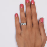 Round Cut Lab Grown Diamond Three Stone Engagement Ring