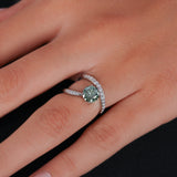 Green Round Cut Lab Grown Diamond Bypass Pave Engagement Ring