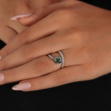 Green Round Cut Lab Grown Diamond Bypass Pave Engagement Ring